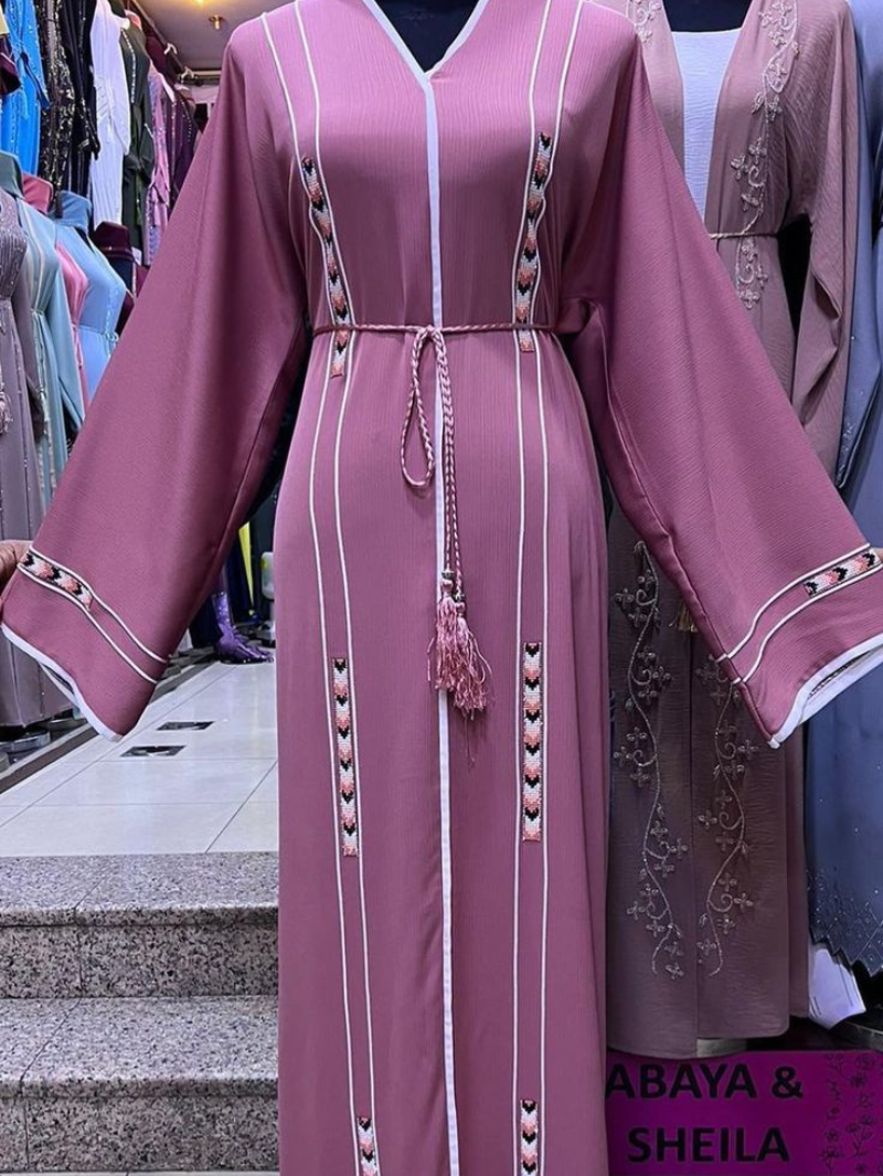 Long Sleeve Striped Abaya